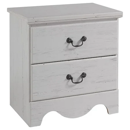 Transitional Coastal Nightstand with Distressed Finish